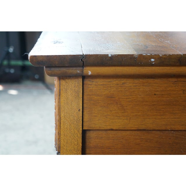 Brown Antique American Victorian Oak Washstand Commode Chest Cabinet Backsplash For Sale - Image 8 of 18