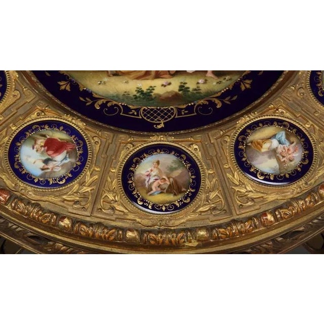 19th Century Austrian Vienna-Style Hand-Painted Porcelain and Giltwood Gueridon For Sale In Los Angeles - Image 6 of 7