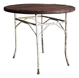 Antique Round Metal Outdoor Table, France, 1900s