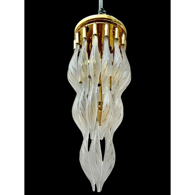 Glass Ice Frost Pendant by Franco Luce, 1980s For Sale - Image 6 of 6