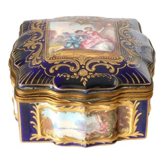 19thC French Sèvres Style Porcelain Box For Sale