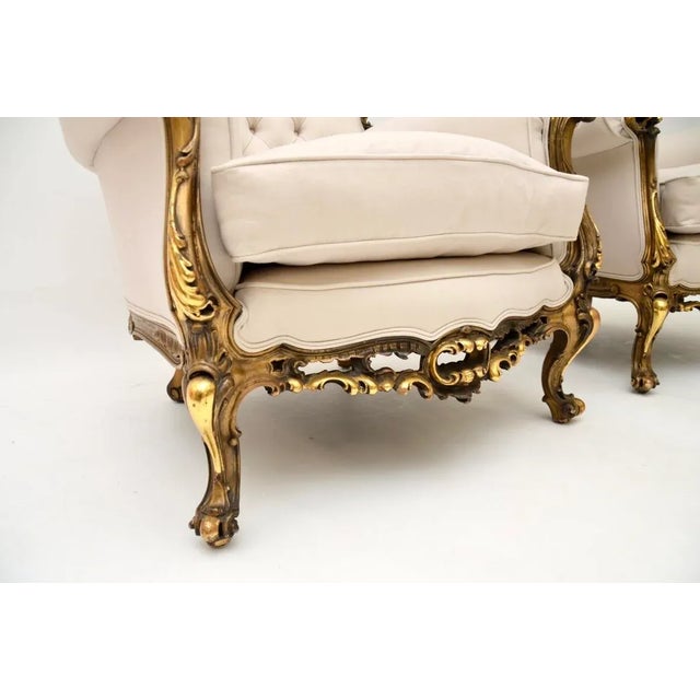 Set of French Giltwood Armchairs, 1930s For Sale - Image 9 of 12