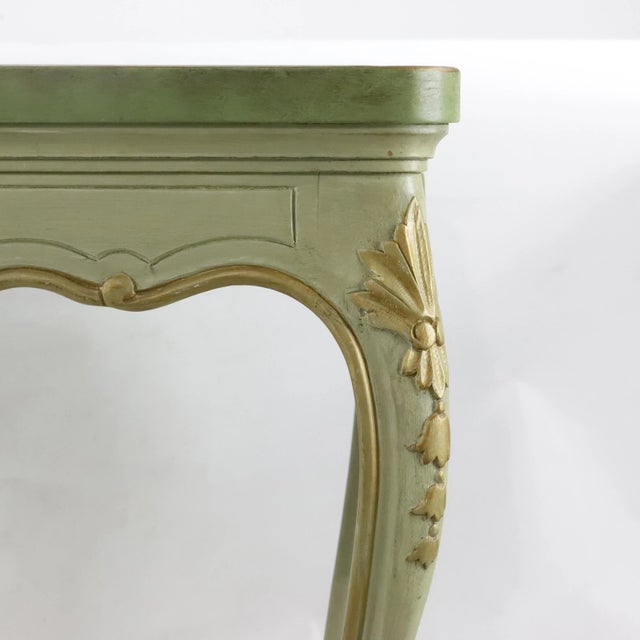 Vintage Mint Green English Hand Carved Side Table For Sale - Image 12 of 13