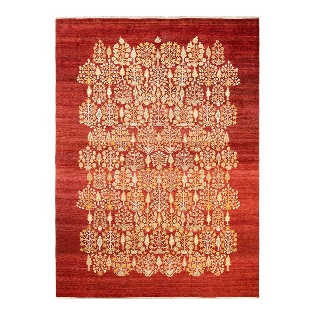Orange Eclectic, One-of-a-Kind Hand-Knotted Area Rug in Orange, 8' 10" x 12' 2" For Sale - Image 8 of 8
