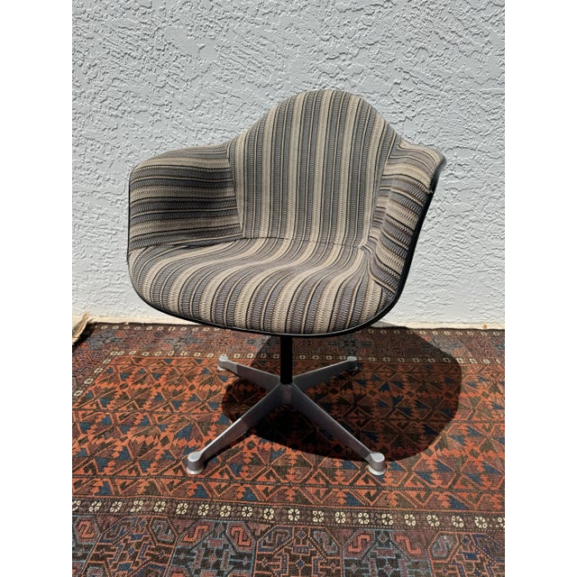1960s Vintage Eames Pac-1 Armshell Chair by Herman Miller | Alexander Girard Stripe Upholstery | Mid-Century Modern For Sale - Image 11 of 12