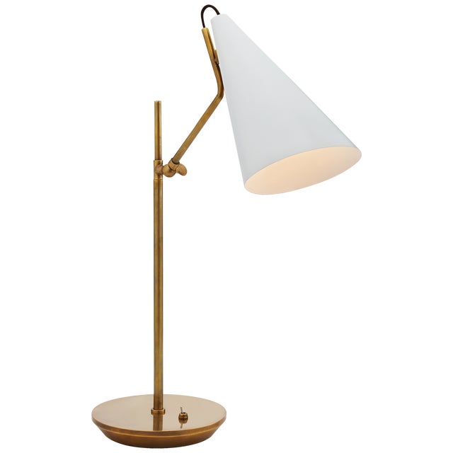 Clemente Table Lamp in Hand-Rubbed Antique Brass with White Designer: AERIN Height: 20.75" Shade Detail: White Extension:...
