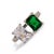 Contemporary Emerald & Diamond Design Sterling Silver Statement Ring, Size 5 For Sale - Image 3 of 7