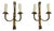 Vintage French Brass Wall Lights with Candles, Set of 2 For Sale