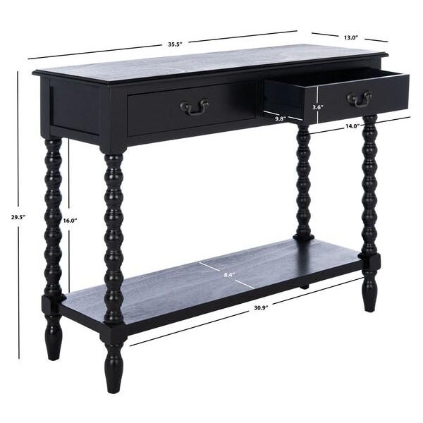Athena 2 Drawer Console Table - Black For Sale In Philadelphia - Image 6 of 12