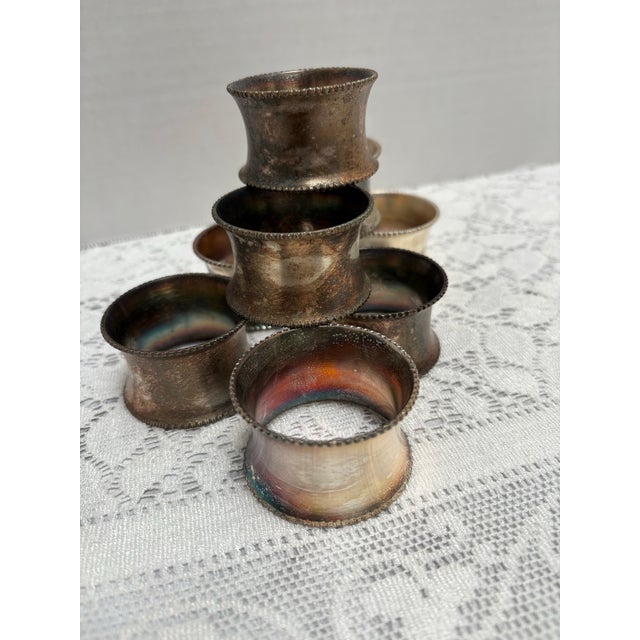 Vintage Midcentury Silver Napkin Rings, Set of Eight For Sale In Sacramento - Image 6 of 6