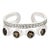 Rare Open Cuff Smoky Topaz Ring With Dazzling Zircons, Size 8 For Sale