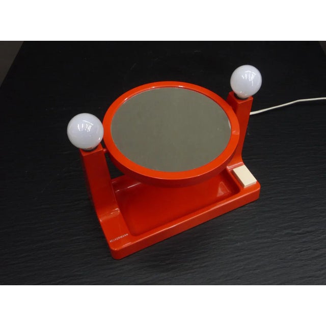 Space Age Orange Plastic Makeup Mirror with Lighting by Neckermann, 1970s For Sale - Image 6 of 9