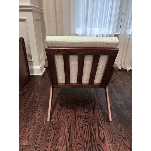 Crate & Barrel Crate & Barrel Cavett Wood Accent Chair & Ottoman — Excellent Condition For Sale - Image 4 of 15