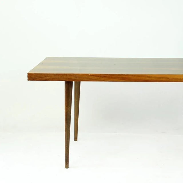 Brown Long Coffee Table in Walnut from Mier, Czechoslovakia, 1965 For Sale - Image 8 of 12