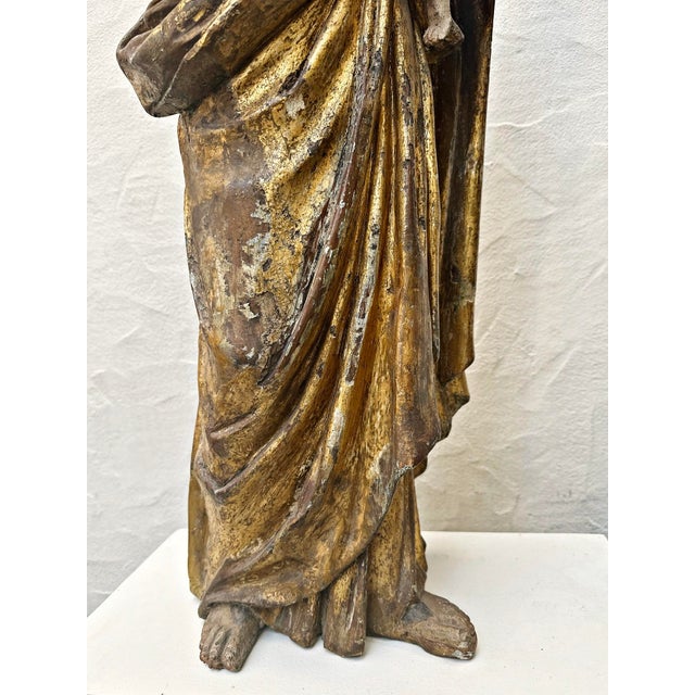 Madonna, Mother of God with Child, 18th Century, Carved Wood, Painted For Sale - Image 8 of 18