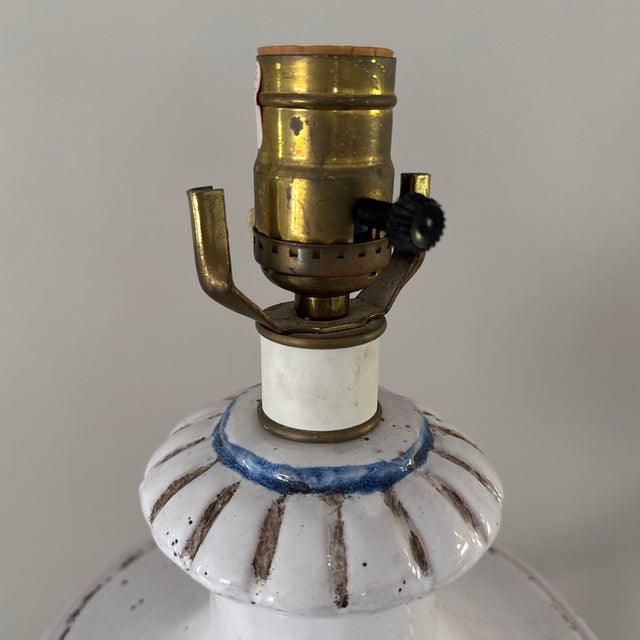 Vintage Rustic French Terracotta Urn Table Lamp With Swag Motif - 19” For Sale - Image 11 of 12