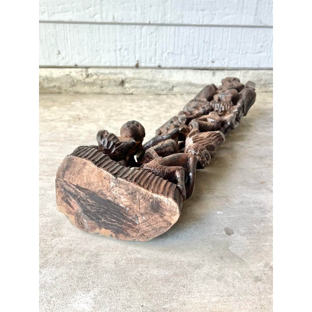 Wood Hand Carved Mpingo African Family Tree of Life Makonde Ujamaa Sculpture For Sale - Image 7 of 12