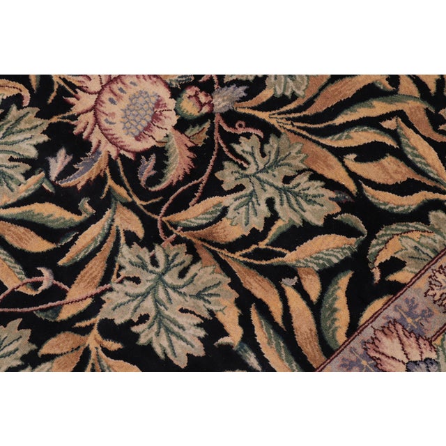 Art Nouveau Pak-Persian Black/Green Wool Rug - 10'3'' X 14'3'' For Sale - Image 4 of 8