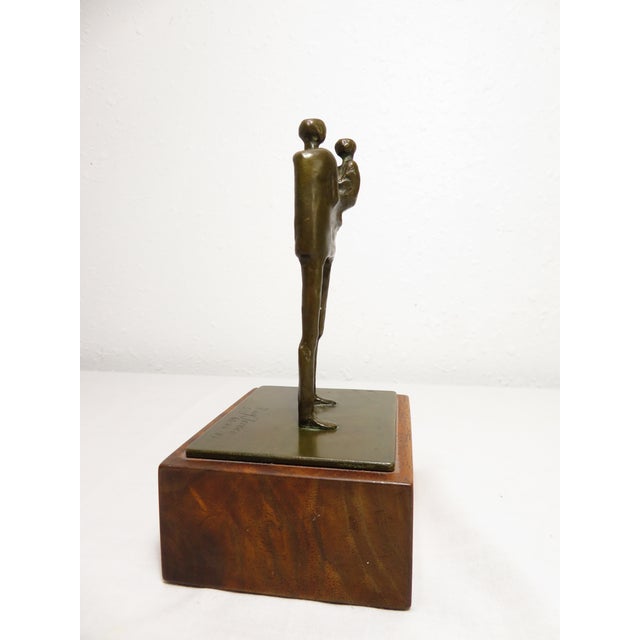 Signed Ray Jensen Bronze Modernist Art Sculpture ~ Figure W/ Child ~ Pacific Northwest For Sale In Seattle - Image 6 of 16
