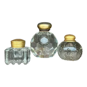 Vintage Boho Cut Glass Inkwells - Set of 3