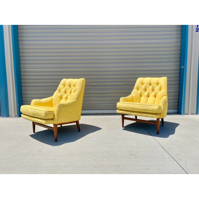 Mid-Century Tufted Walnut Lounge Chairs Styled After Monteverdi Young- A Pair For Sale In Los Angeles - Image 6 of 13