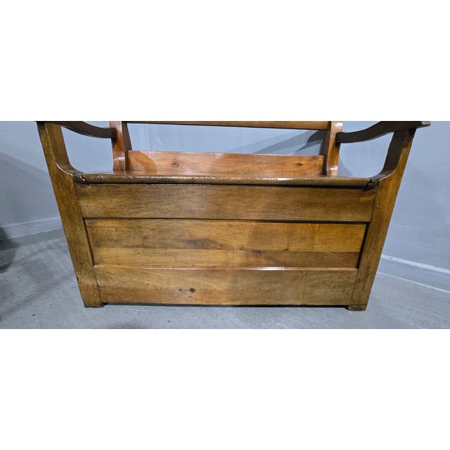 Brown French Cherry Hall Bench, 1800s For Sale - Image 8 of 14