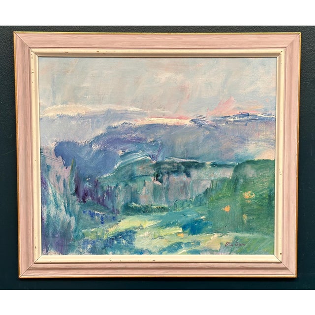 Mid-Century Modern Pia Oom, Landscape, 1950s, Oil on Canvas, Framed For Sale - Image 3 of 18