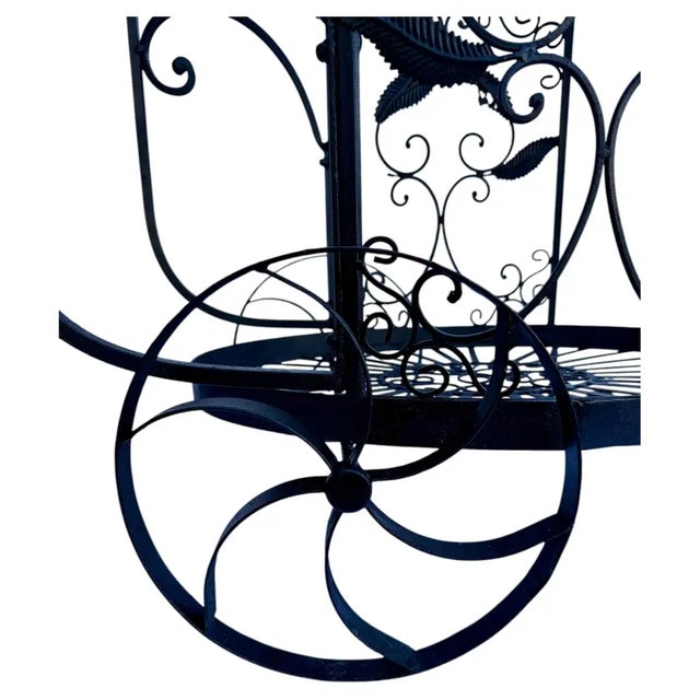 Two Tier Wrought Iron Console Table Bar Cart Form Salterini Italian Scrollwork For Sale - Image 13 of 16