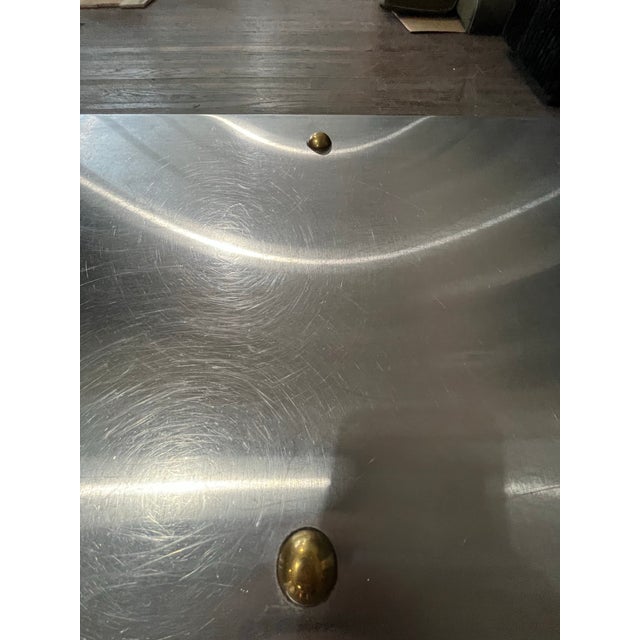 Mid-Century Modern Stainless With Brass Footman Cocktail Coffee Table For Sale - Image 11 of 12