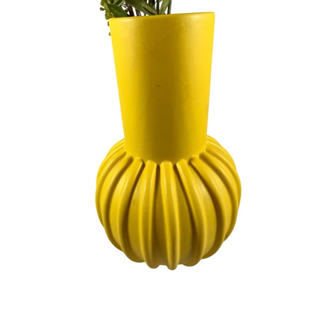 Ikea Large Ribbed Yellow Vase From Ikea Rare For Sale - Image 4 of 5