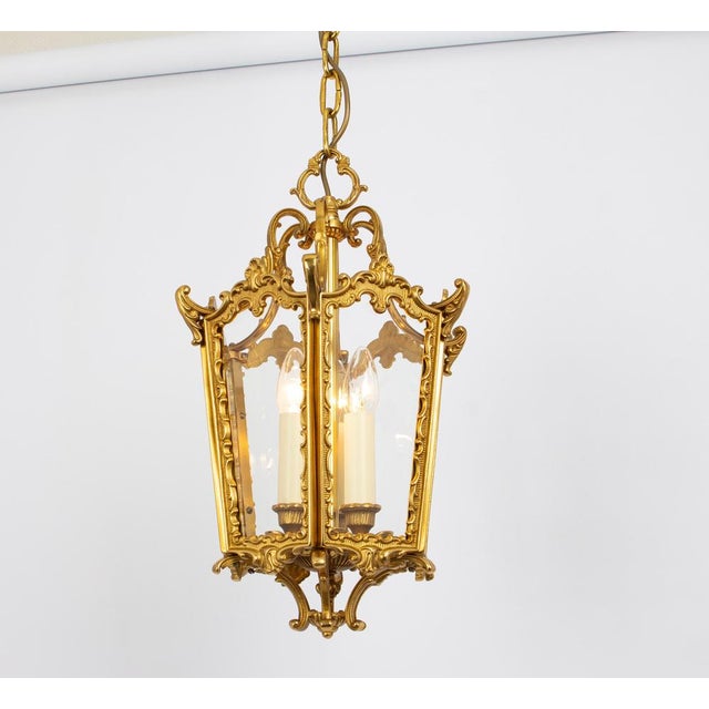 Metal Brass Lantern Pendant Light, Germany, 1960s For Sale - Image 7 of 11