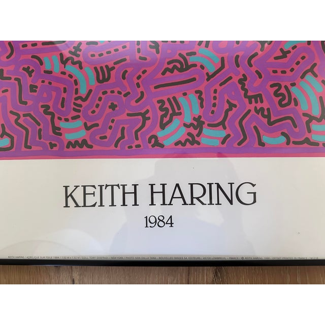 Original vintage 1986 Keith Haring art poster, printed in France by Nouvelles Images, featuring Haring's 1984 acrylic...