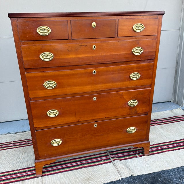 A Very Nice Antique Pennsylvania Hepplewhite Cherry Mid-Case Chest of Drawers, Circa 1800’s For Sale - Image 10 of 12