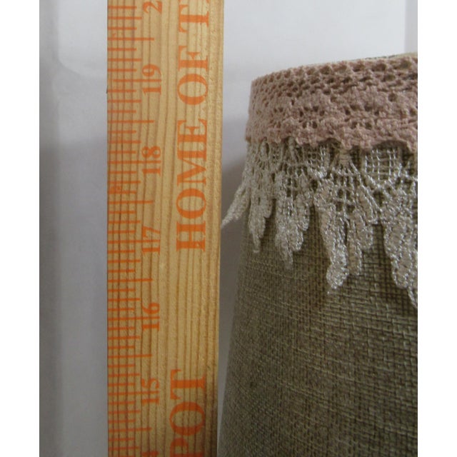 Mid 20th Century Milk Glass Table Lamp With Custom Shade Shabby Chic For Sale - Image 14 of 16