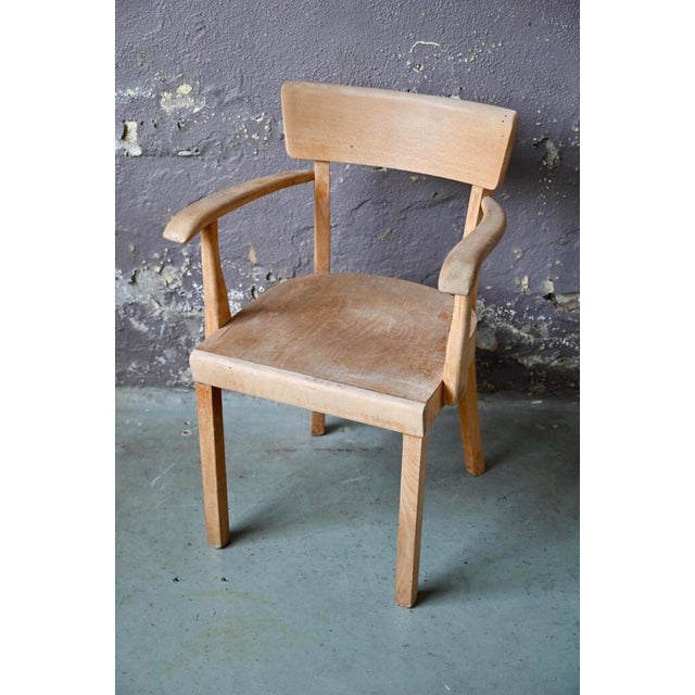 Patinated Wood Desk Chair, France, 1950 For Sale - Image 4 of 13