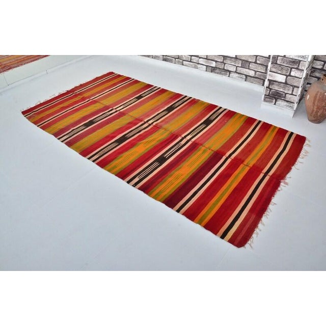 Vintage Antique Stripe Kilim Rug For Sale In Phoenix - Image 6 of 10