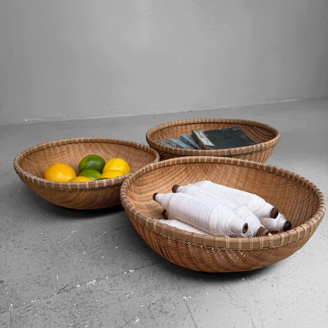 Japanese Shōwa Bamboo Baskets, 1960, Set of 3 For Sale - Image 4 of 13