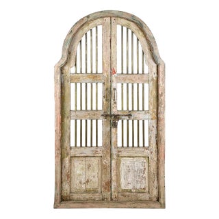 Indian Door in Solid Wood and Patinated Iron For Sale
