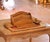 Elegant French desk set crafted circa 1950, executed in richly figured burl wood with a warm and luminous patina. The...