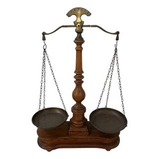 20th Century Wooden and Copper Scale For Sale