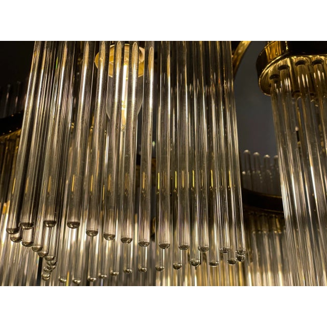 1970s 1970s Vintage Arched Italian Gaetano Sciolari Chandelier With Glass Rods and Brass For Sale - Image 5 of 11