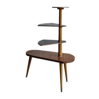 Vintage Wood Plant Stand, 1950s For Sale