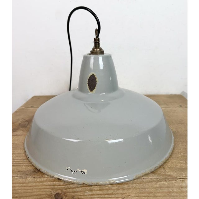 Industrial Grey Enamel Pendant Lamp from Thorlux, 1960s For Sale - Image 13 of 18