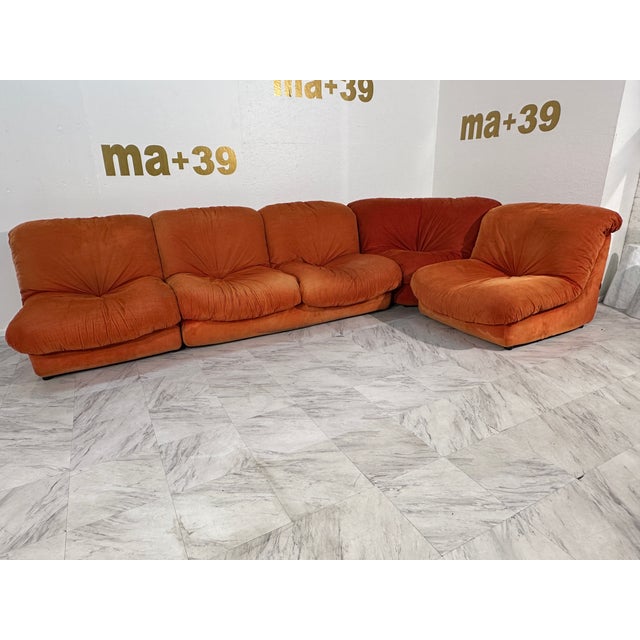 Orange Vintage Italian Modular Sofa From Airborne, 1960s Italy- 5 Pieces For Sale - Image 8 of 8