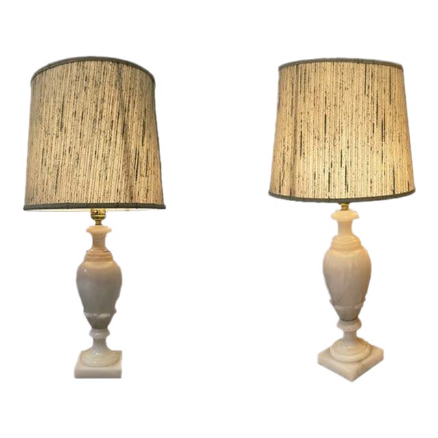Vintage Italian Alabaster Table Lamps —a Pair For Sale