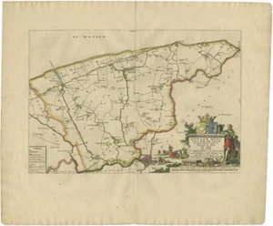 Antique Map of the Dongeradeel Township Friesland by Halma, 1718