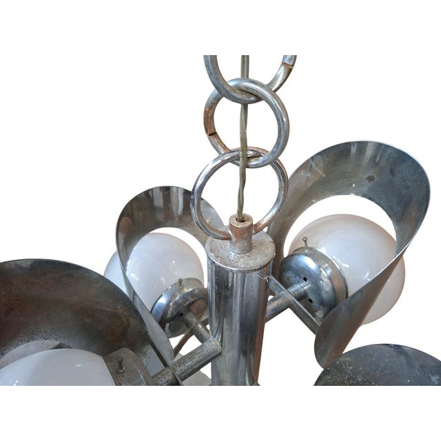 Vintage Space Age Chandelier in Chromed Iron, 1970s For Sale - Image 9 of 12