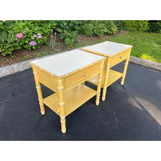 Pair of Faux Bamboo Thomasville Allegro Nightstands or Side Tables For Sale In New York - Image 6 of 18