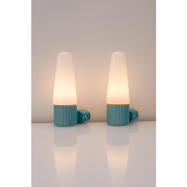 Blue Mid-Century Modern Sconce by Sigvard Bernadotte for Ifö, Set of 2 For Sale - Image 8 of 15