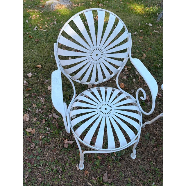 Pair Vintage Francois Carre Sunburst Armchairs, Attributed For Sale In New York - Image 6 of 7
